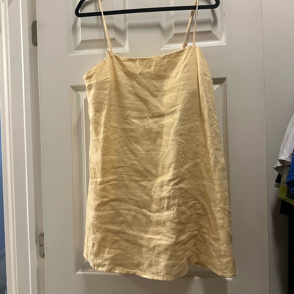 Reformation Aubree Yellow Linen Dress
